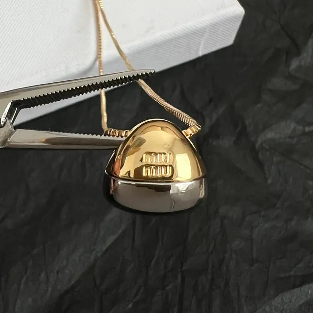 Miu Miu Gold-Tone Hemispherical Pendant Necklace