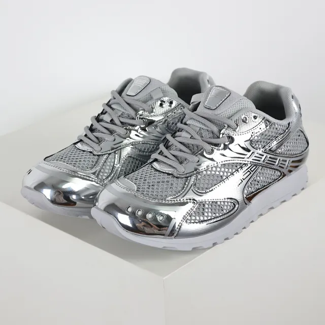 ASICS Silver White Metallic Reflective Overlays Breathable Mesh Upper Lifestyle Sneakers