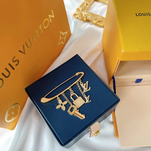 Louis Vuitton Monogram Icons Gold-Tone Safety Pin Brooch