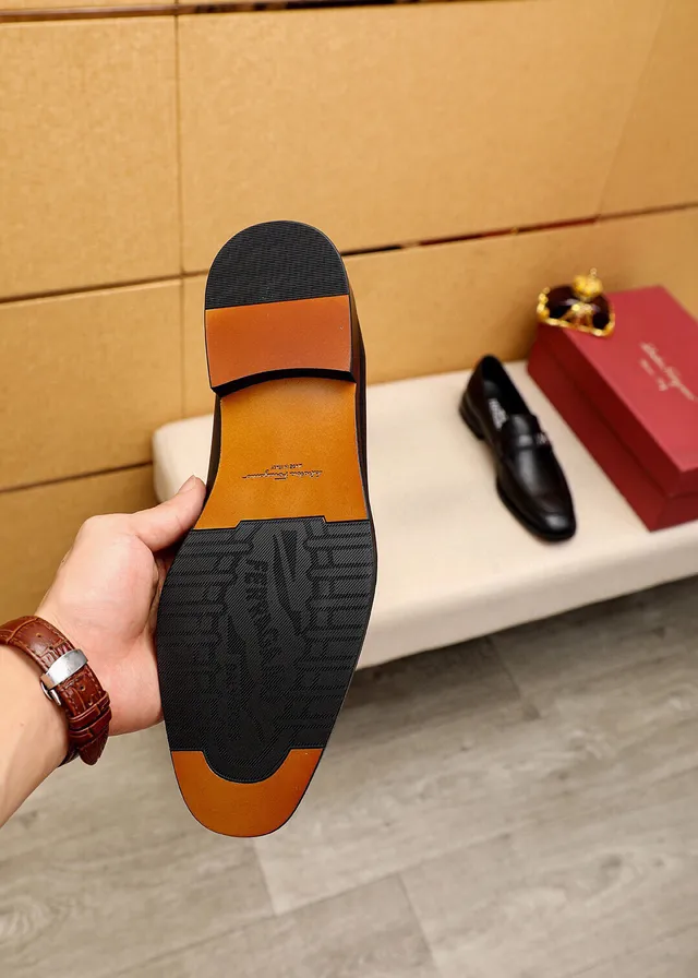 Salvatore Ferragamo Gancini Loafer Black Leather Horsebit Buckle Loafers