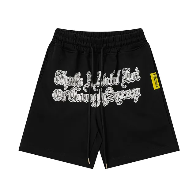 Black Gothic Typography Print Elastic Waist Shorts