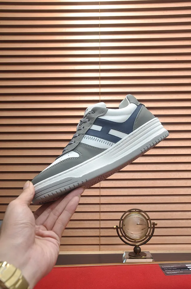 Hogan White Navy Low-Top Layered Sole Lifestyle Sneakers