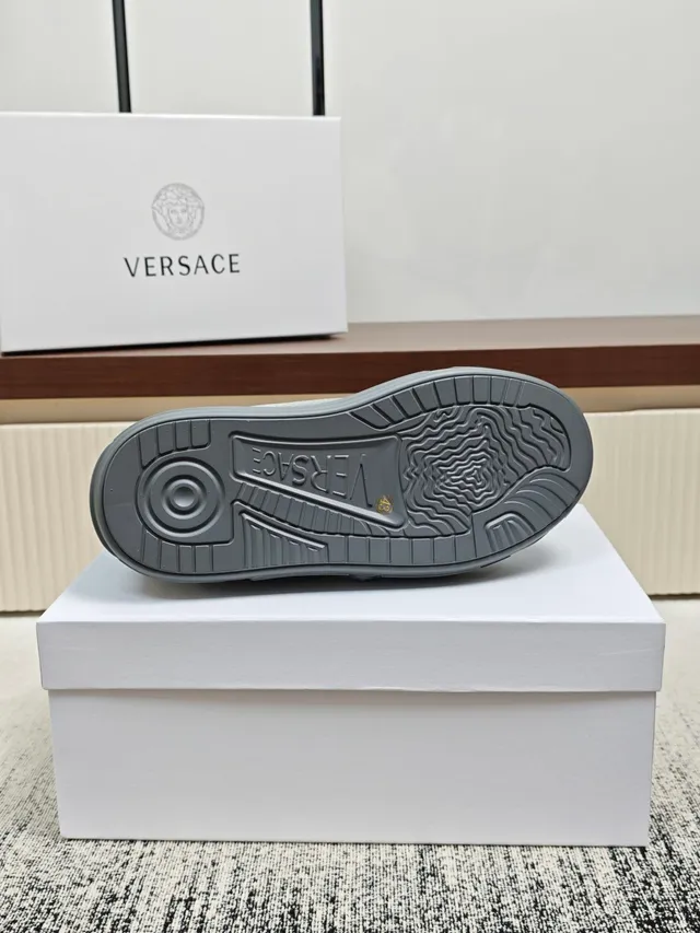 Versace Gray Black Low-Top Platform Sole Lifestyle Sneakers