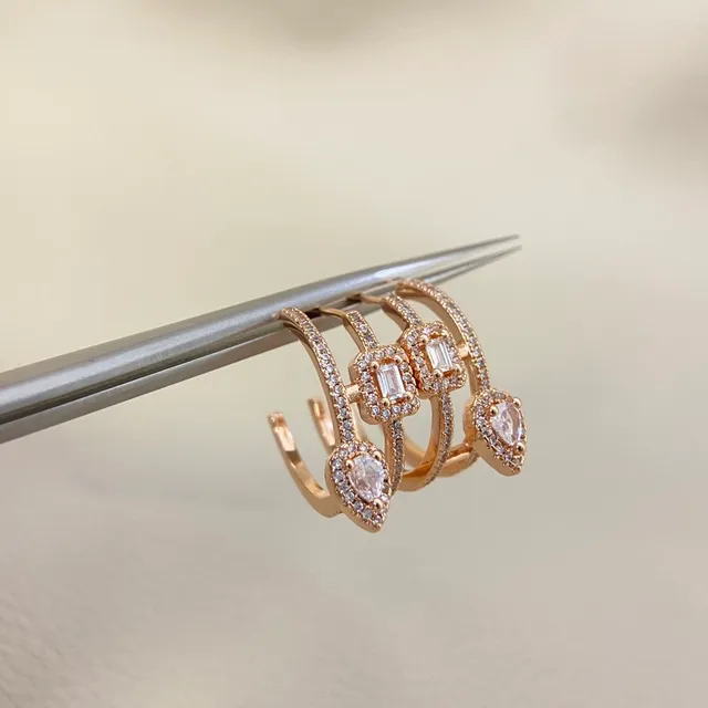 Gold and Silver Tone Pavé-Set Open-Band Multi-Stone Rings