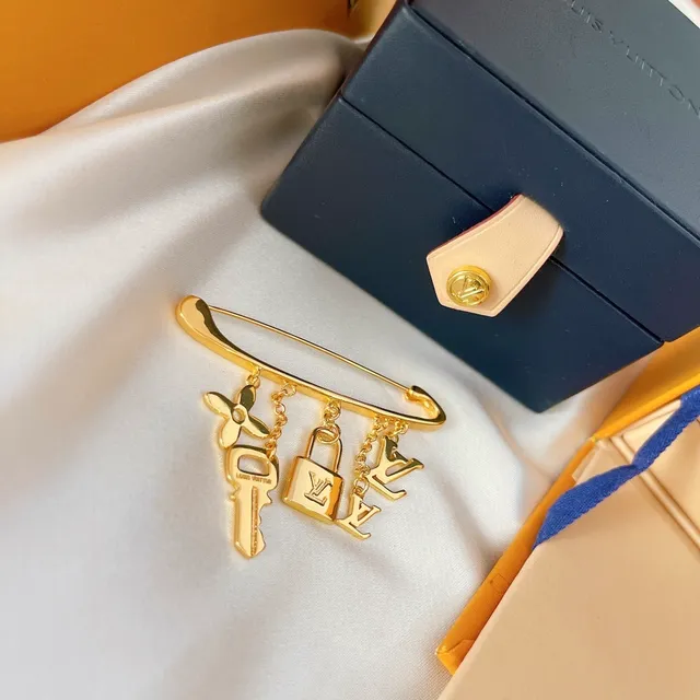 Louis Vuitton Monogram Icons Gold-Tone Safety Pin Brooch