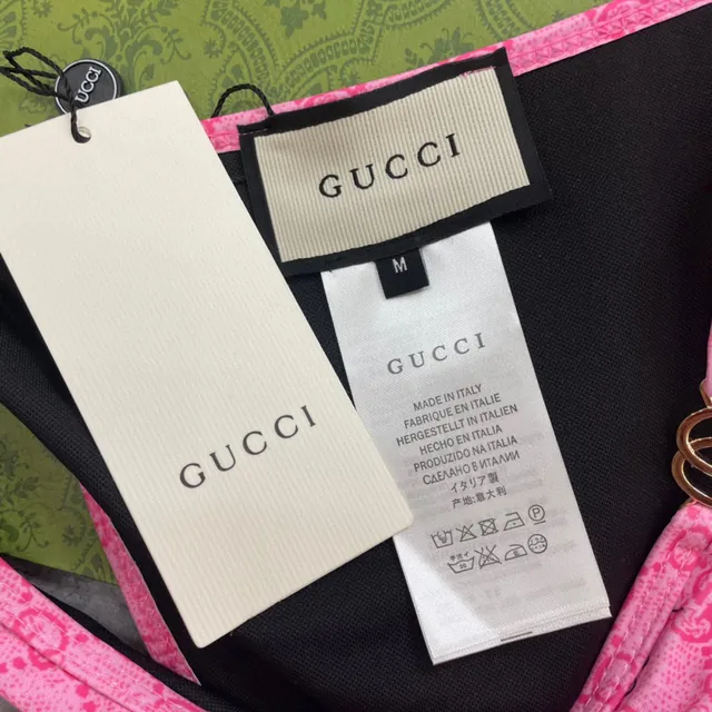 Gucci Pink Halter Triangle All-Over GG Monogram Swimwear