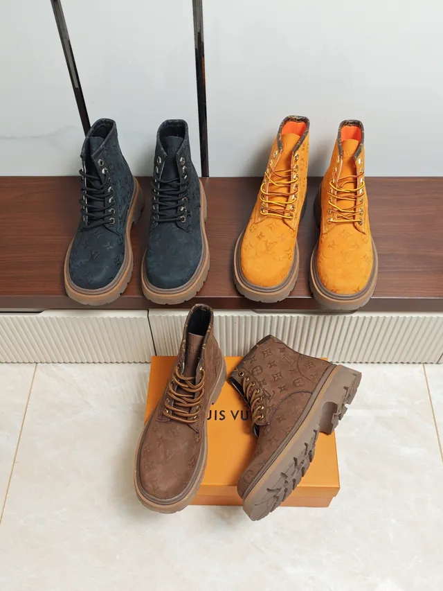 Louis Vuitton Monogram-Embossed Suede Ankle Boot