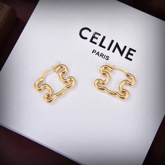 Celine Abstract Wavy Hoop Gold-Tone Earrings