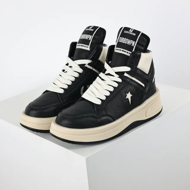 Converse Black Beige High-Top Textured Leather Lifestyle Sneakers