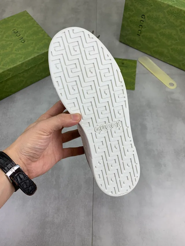 Gucci Gray Green Embossed GG Monogram Suede And Leather Paneling Lifestyle Sneakers