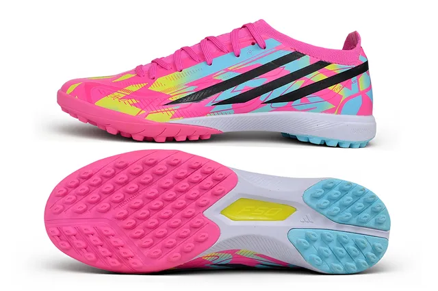 Adidas X Pink Multicolor Low-Cut Synthetic Upper Vibrant Graphic Print Turf Soccer Shoes