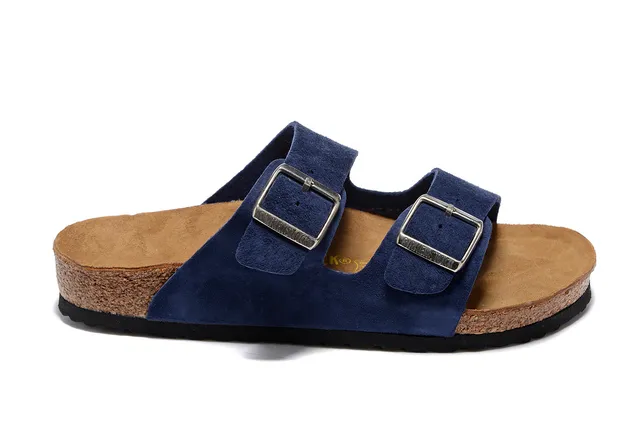 Birkenstock Arizona Navy Suede Double Buckle Casual Sandals