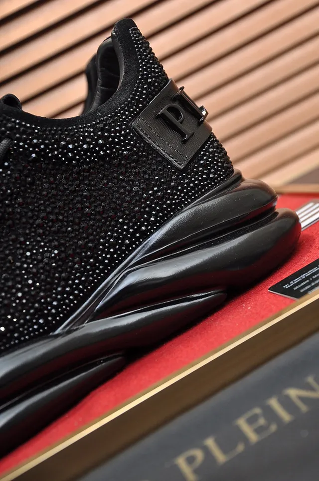 Philipp Plein Crystal-Embellished Knit Black Lifestyle Sneakers