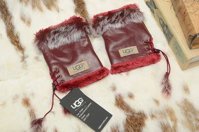 UGG Fur-Trimmed Leather Pouch Bucket Bag
