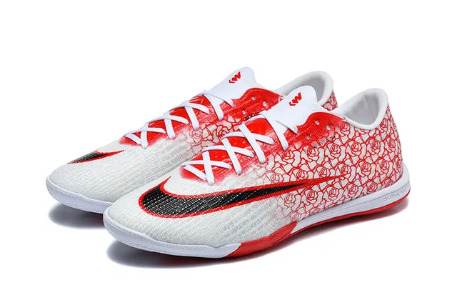 Nike Mercurial Red White Low-Cut Synthetic Upper Indoor Soccer Shoes