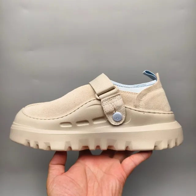 UGG Tasman Beige and Light Blue Suede Clog