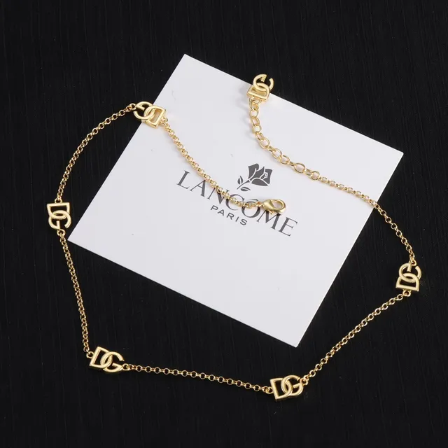 Lancôme Gold Chain Interlocking Logo Charms Bracelet