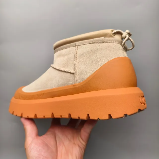 UGG Tasman Beige Orange Slip-On Suede Upper Snow Boots