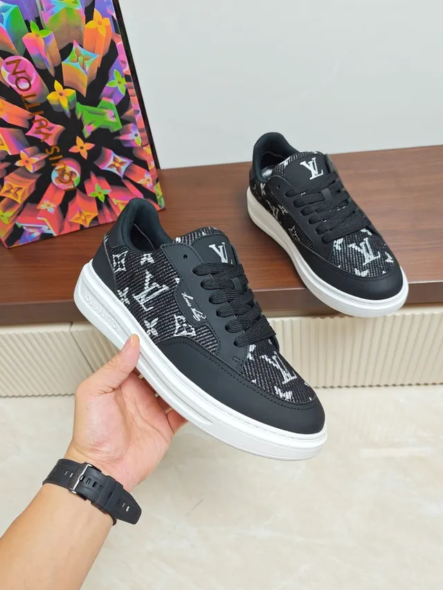 Louis Vuitton Black White Monogram Jacquard Upper Platform Sole Lifestyle Sneakers