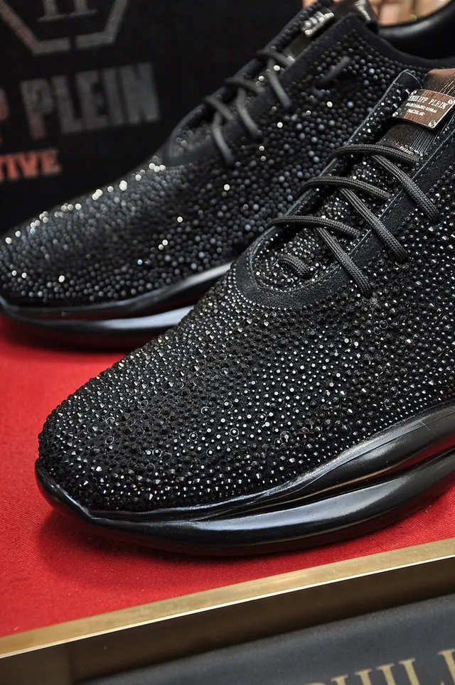 Philipp Plein Crystal-Embellished Knit Black Lifestyle Sneakers
