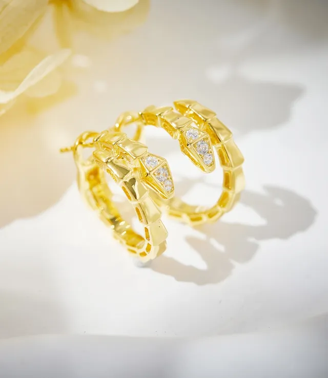Bvlgari Serpenti Segmented Pavé Hoop Earrings