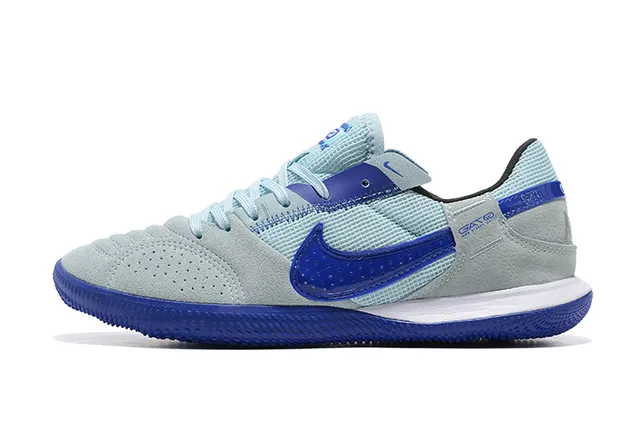 Nike Gato Blue Gray Low-Top Mesh-Suede Upper Indoor Soccer Shoes