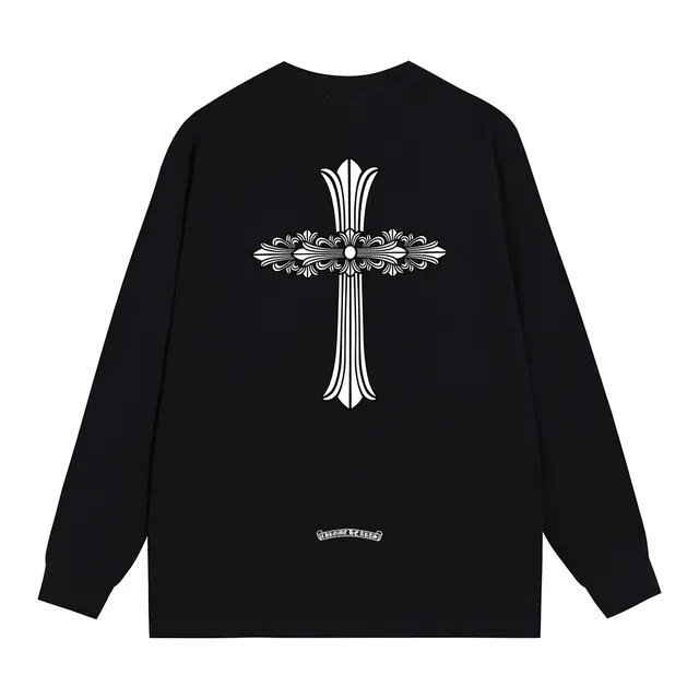 Chrome Hearts Ornate Cross Graphic Black Long-Sleeve T-Shirt