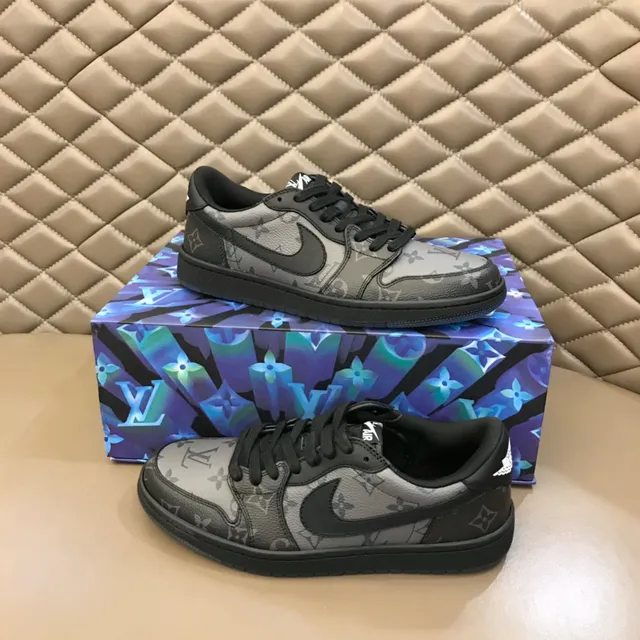 Nike Air Force 1 Monogram Print Black Gray Lifestyle Sneakers
