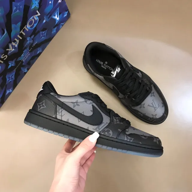Nike Air Force 1 Monogram Print Black Gray Lifestyle Sneakers