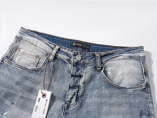 Purple Brand Distressed Light-Wash Paint-Splatter Jeans