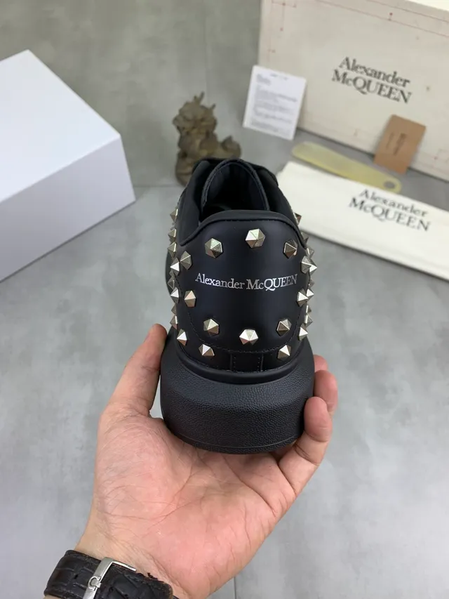 Alexander McQueen Oversized Sneaker Black Gold Silhouette Studded Upper Lifestyle Sneakers