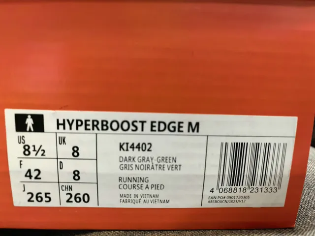Adidas Hyperboost Gray Yellow Engineered Mesh Upper Sculpted Midsole Running Shoes