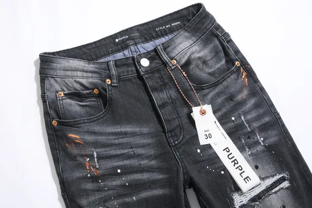 Purple Brand Distressed Paint-Splattered Slim-Fit Jeans