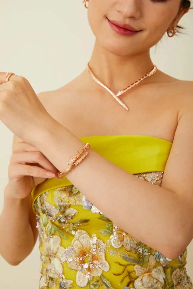 Bvlgari Serpenti Rose Gold Pavé Diamond Snake Bracelet