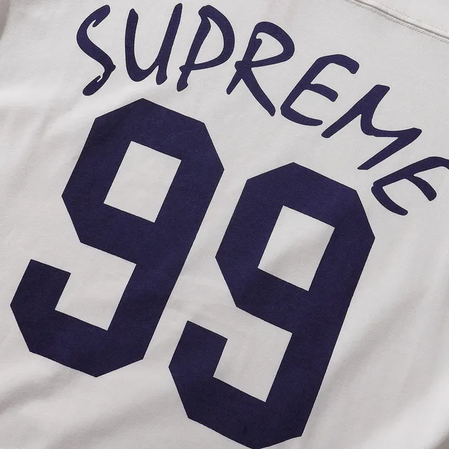 Supreme 99 White Navy Long-Sleeve Crewneck Jersey