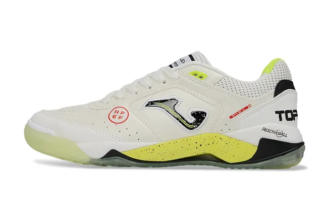 Joma White Yellow Low-Top Lace-Up Perforated Mesh Upper Sneakers