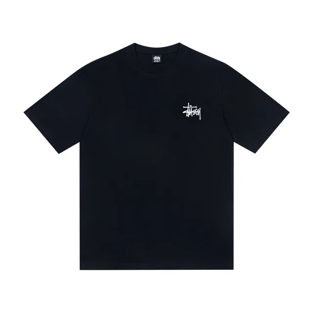 Stussy Stock Logo White and Black T-Shirt