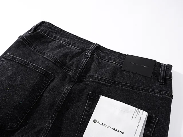 Purple Brand Distressed Paint-Splattered Black Denim Jeans