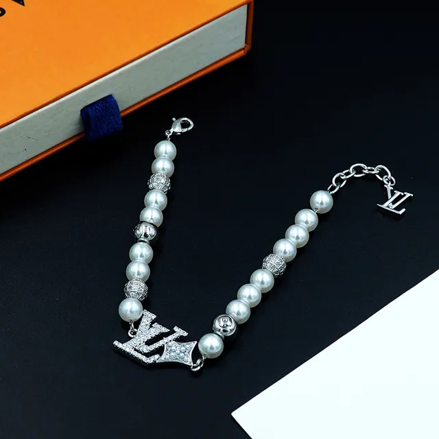 Louis Vuitton Pearl and Pavé LV Monogram Crown Bracelet