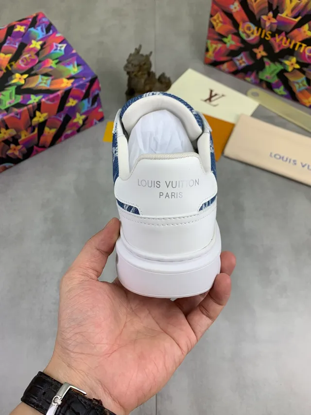 Louis Vuitton LV Trainer White Blue Platform Sole Denim Upper Lifestyle Sneakers