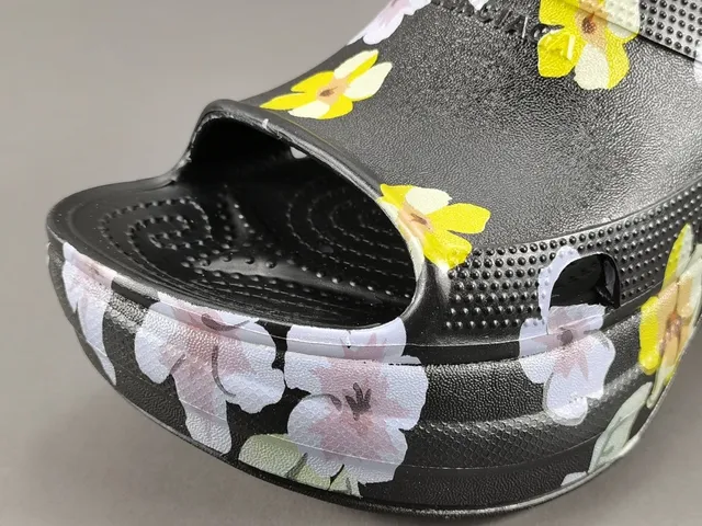 Crocs Echo Clog Floral Print Black Platform Clogs