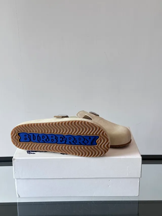 Burberry Lola Beige Brown Suede Upper Buckle Strap Loafer
