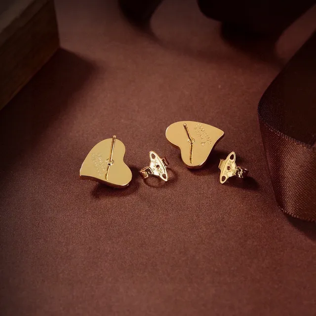 Vivienne Westwood Gold Silver Heart-Shaped Pavé Crystal Earrings