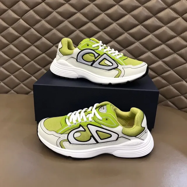 Dior Green Beige Platform Sole Oversized Logo Graphic Chunky Sneakers