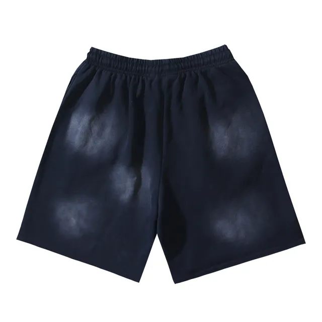 Black Gradient Flame Graphic Drawstring Waist Shorts