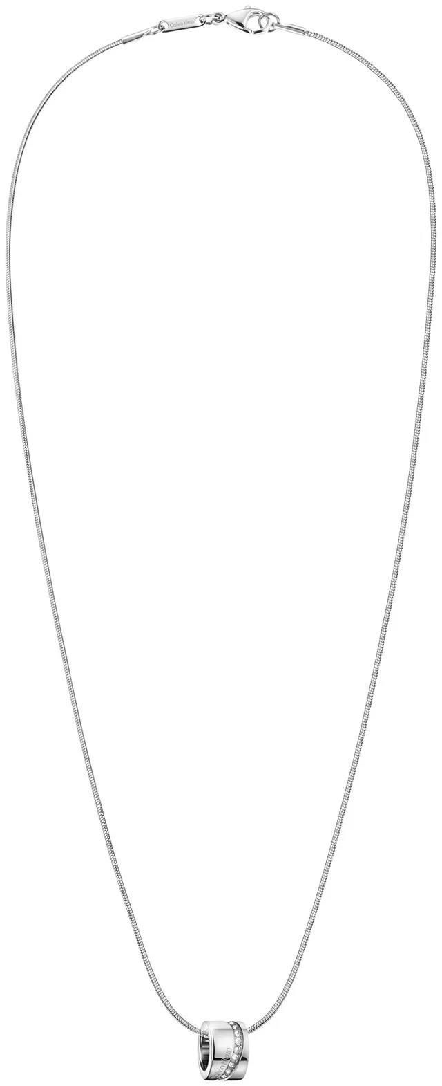 Calvin Klein Silver Transparent Cylindrical Pendant Necklace