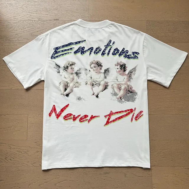 Mixed Emotion White Multicolor Graphic-Print Distressed Typography T-Shirt