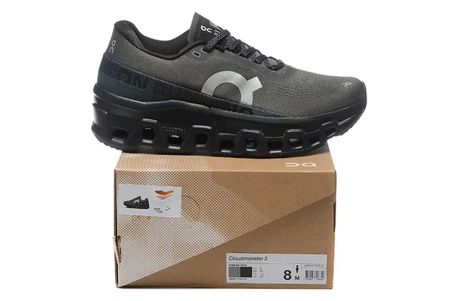 On Cloudmonster Dark Gray Black Running Shoes