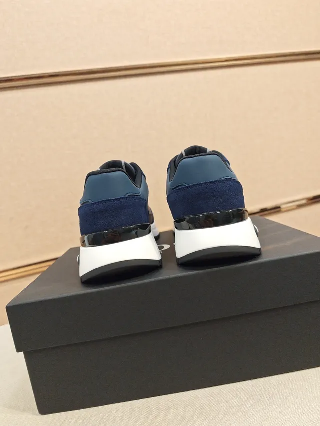 Hugo Boss Navy White Mixed-Material Upper Blue And Color Blocking Sneakers