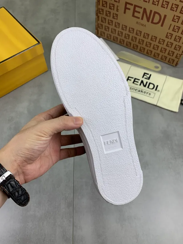 Fendi Monster Eye Navy and Yellow Suede Slip-On Lifestyle Sneakers